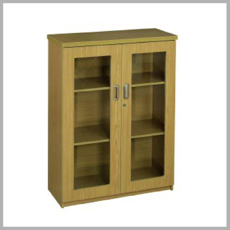 3 Tier Glass Door Bookcase